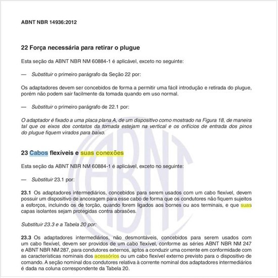 Quais os requisitos dos cabos flexíveis e suas conexões em adaptadores?