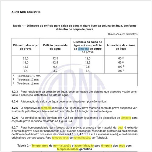 Qual a temperatura de normalização e austenitização para têmpera dos aços com temperabilidade garantida?