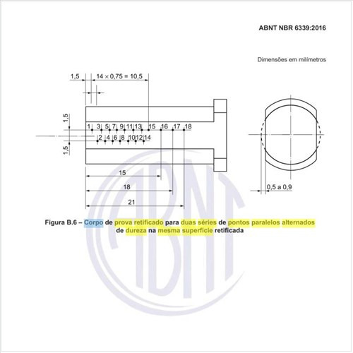 Como deve ser o corpo de prova retificado para duas séries de pontos paralelos alternados de dureza na mesma superfície retificada?