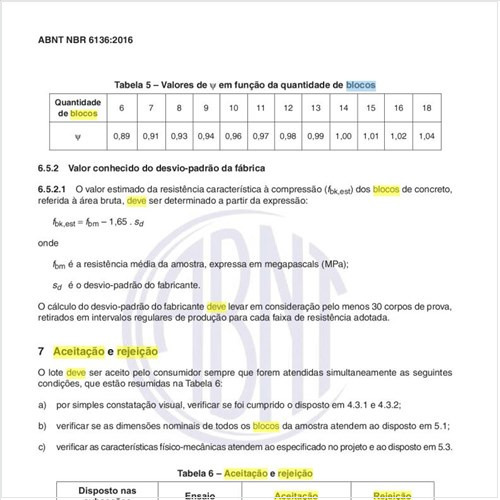 Como deve ser feita aceitação e a rejeição pelos consumidores dos blocos vazados?