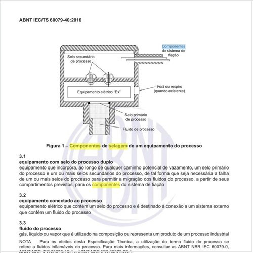 Como pode ser feita a representação ilustrativa dos diversos componentes de selagem do processo?