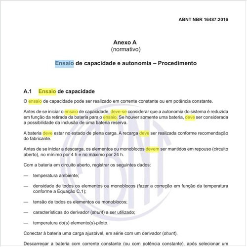 Como deve ser feito o ensaio de capacidade?