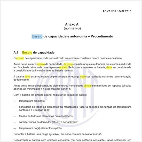 Como deve ser feito o ensaio de capacidade?