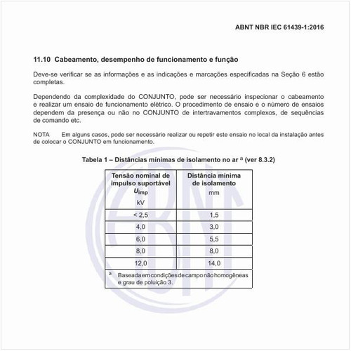 Quais as distâncias mínimas de isolamento no ar?
