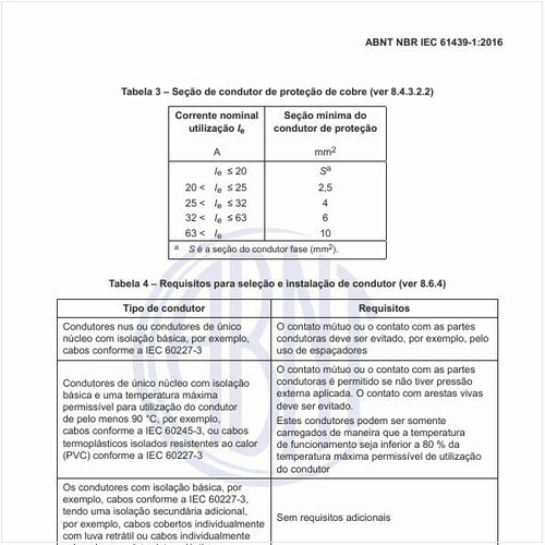 Quais os requisitos para seleção e instalação de condutor?
