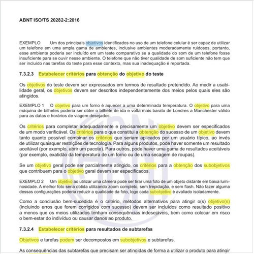 Como se podem estabelecer critérios para obtenção do objetivo do teste?