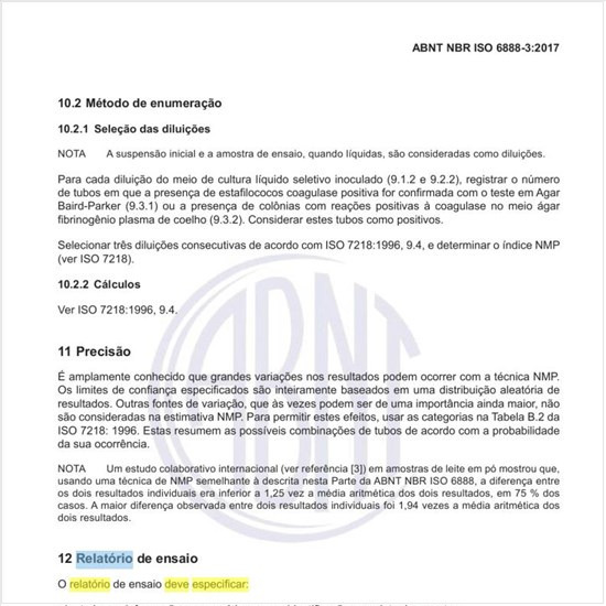 O que deve especificar o relatório de ensaio?