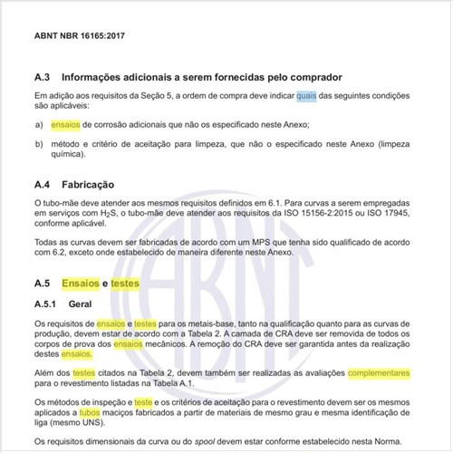 Quais os ensaios e testes complementares para tubos revestidos?
