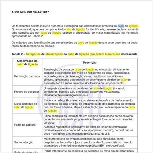 Quais as categorias de observações do cabo de ligação (em ordem hierárquica decrescente)?