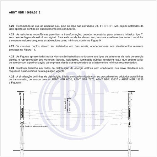 Como deve ser feita a sinalização de linhas de distribuição de energia elétrica com condutores nus?