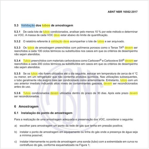 Como deve ser feita a validação dos tubos de amostragem?