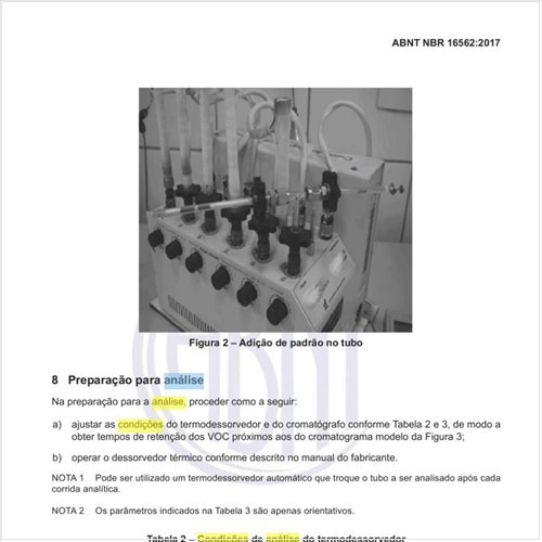 Quais as condições de análise do termodessorvedor?