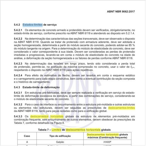 Quais os limites de deslocamentos horizontais globais?
