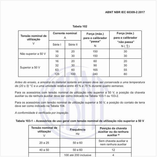 Quais os acessórios de uso geral com tensão nominal de utilização não superior a 50 V?