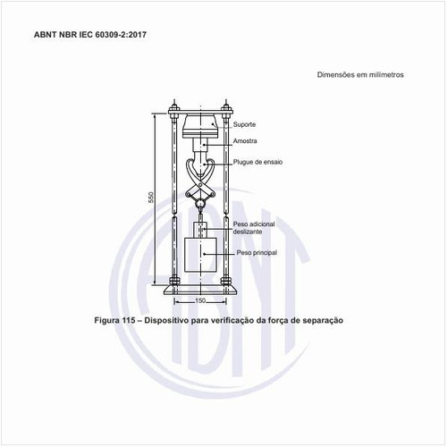 Como deve ser o dispositivo para verificação da força de separação?