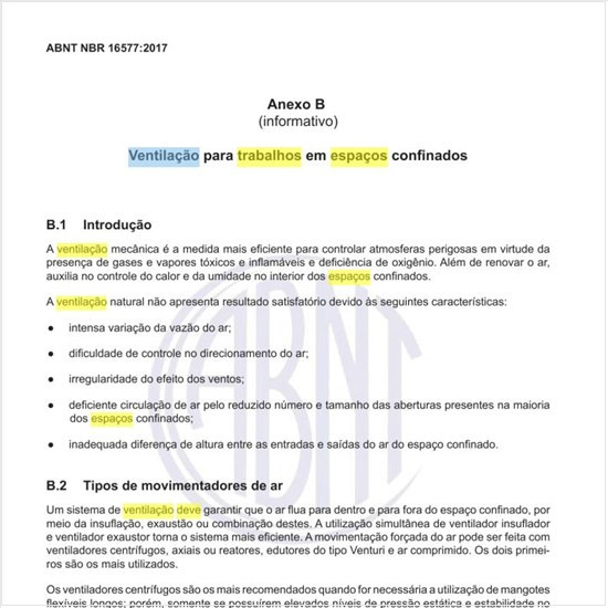 Como deve ser a ventilação para trabalhos em espaços confinados?