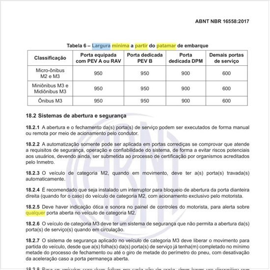 Qual a largura mínima a partir do patamar de embarque?
