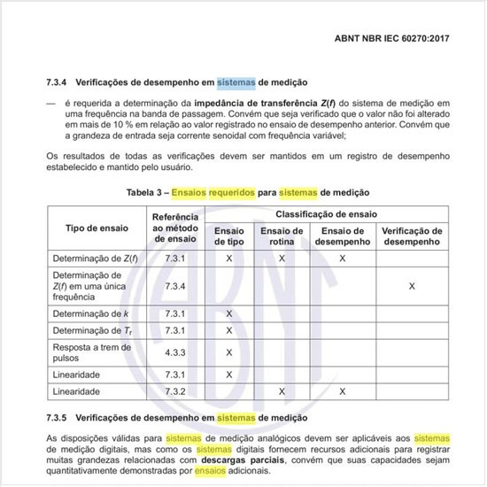 Quais os ensaios requeridos para sistemas de medição?