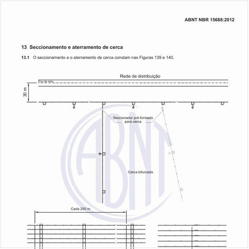 Como devem ser feitos os seccionamentos e aterramentos das cercas paralelas e transversais, às redes aéreas de distribuição de energia elétrica?