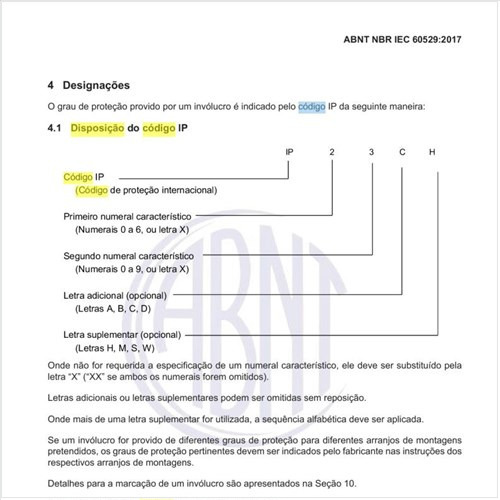 Qual a disposição do código IP?