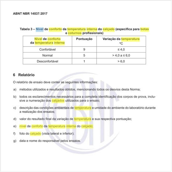 Qual o nível de conforto da temperatura interna do calçado (específica para botas e coturnos profissionais)?
