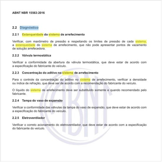 Como proceder para o diagnóstico da estanqueidade do sistema de arrefecimento?