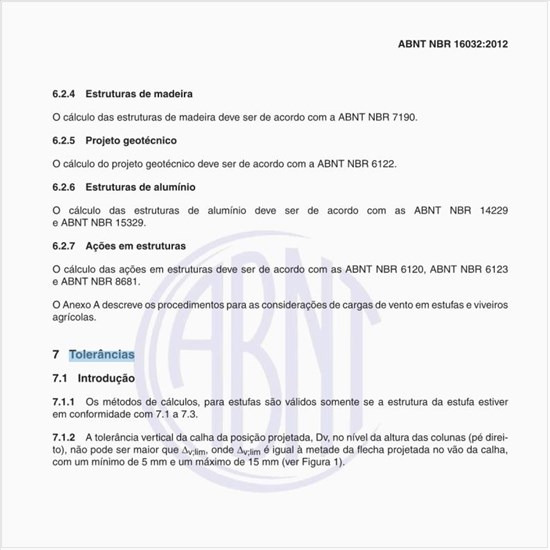 Quais as tolerâncias admitidas nos projetos dos diversos tipos de estufa?