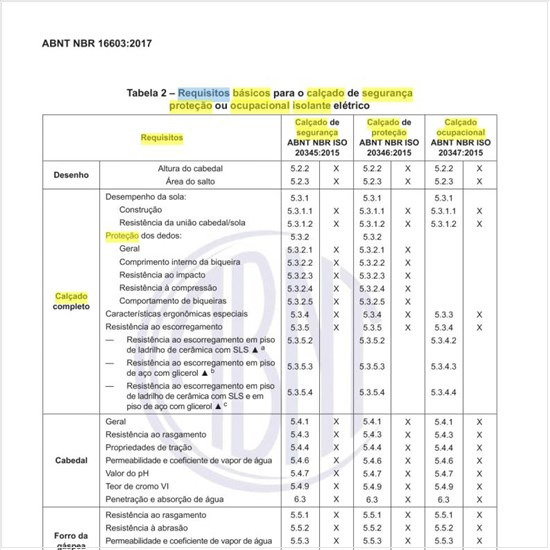 Quais os requisitos básicos para o calçado de segurança proteção ou ocupacional isolante elétrico?