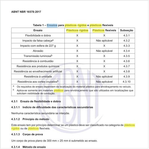 Quais os ensaios para plásticos rígidos e plásticos flexíveis?