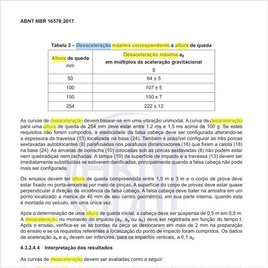 Qual a desaceleração máxima correspondente à altura de queda?