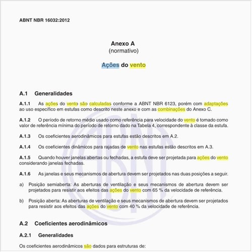 Como são calculadas as ações do vento em estufas?
