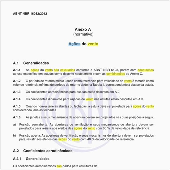 Como são calculadas as ações do vento em estufas?