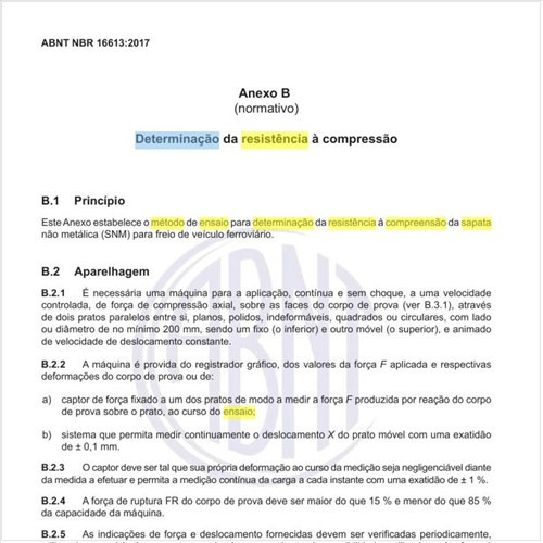 Qual o método de ensaio para determinação da resistência à compreensão da sapata não metálica?