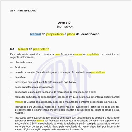 Como deve ser confeccionado o manual do proprietário e a placa de identificação de uma estufa?