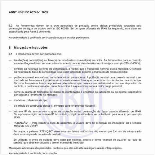 Como devem ser feitas a marcação e as instruções nas ferramentas?