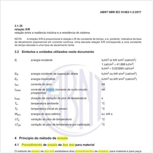 Qual o procedimento de ensaio de box test para material?