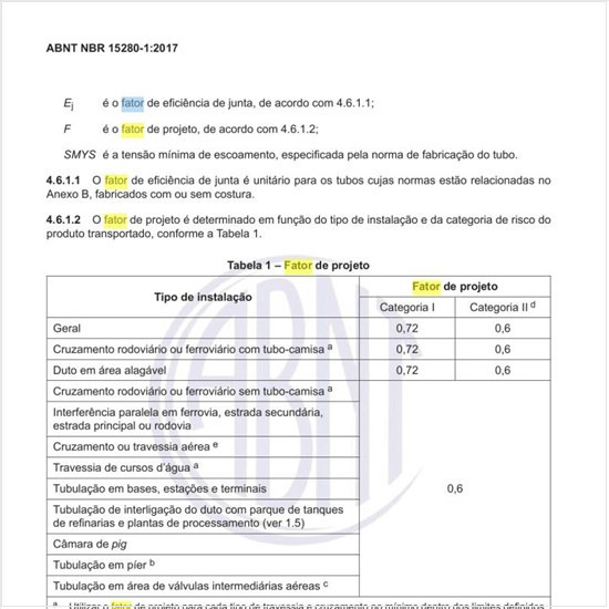 Qual o fator de projeto?