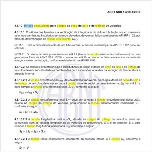 Qual a tensão equivalente para cargas de peso do solo e de tráfego de veículos?