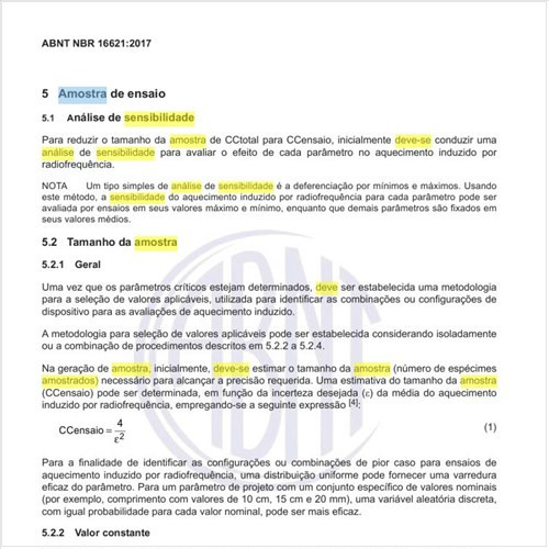 Como deve ser feita a análise de sensibilidade da amostra de ensaio?