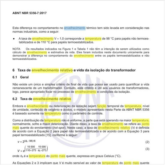 Quais as taxas de envelhecimento relativo em função da temperatura do ponto mais quente?