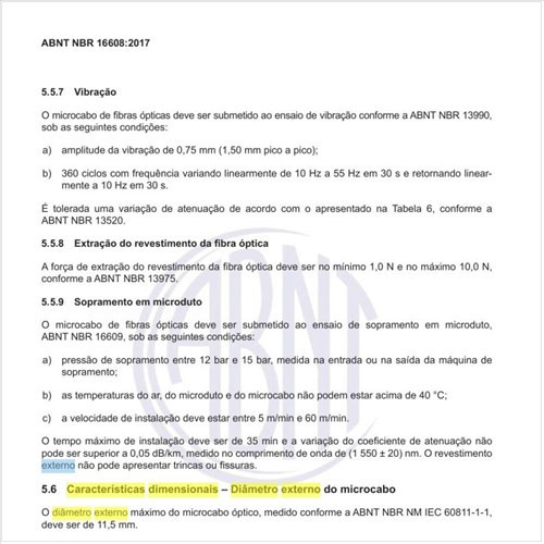 Quais as características dimensionais ou o diâmetro externo do microcabo?