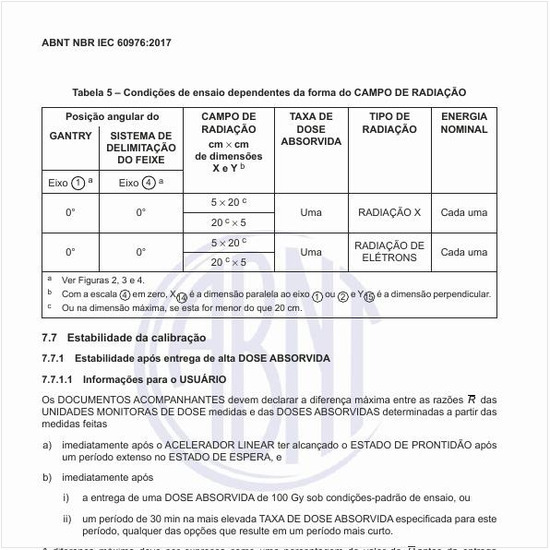 Quais as condições de ensaio dependentes da forma do CAMPO DE RADIAÇÃO?