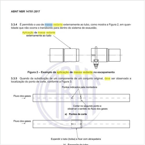 Como deve ser feita a aplicação de massa vedante no escapamento?