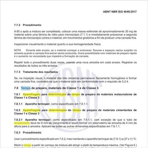 Qual a aparelhagem para determinação do tempo de trabalho e tempo de preparo?