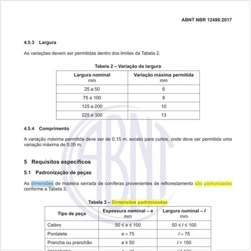 Quais são as dimensões padronizadas das madeiras?