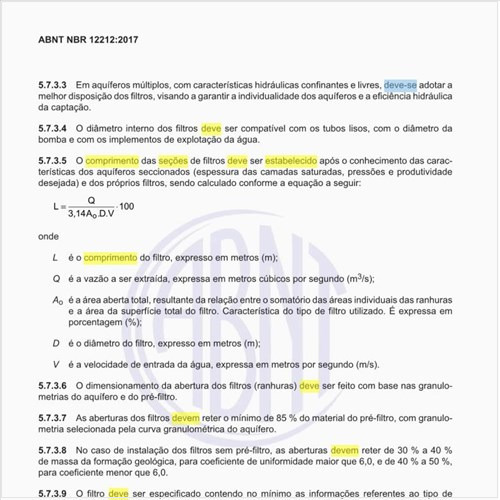 Como deve ser estabelecido o comprimento das seções de filtros?