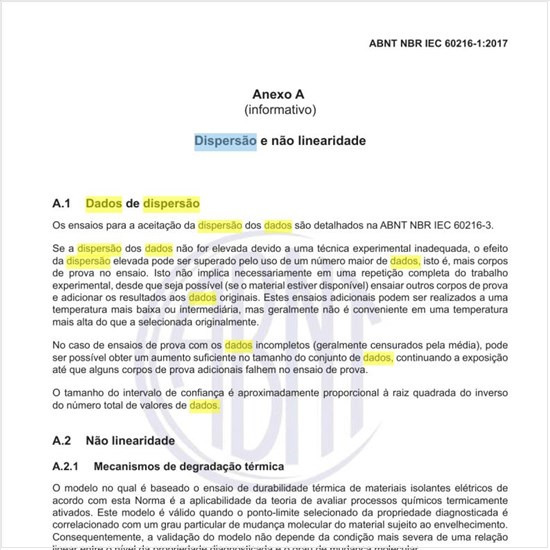 Quais os dados de dispersão e não linearidade?