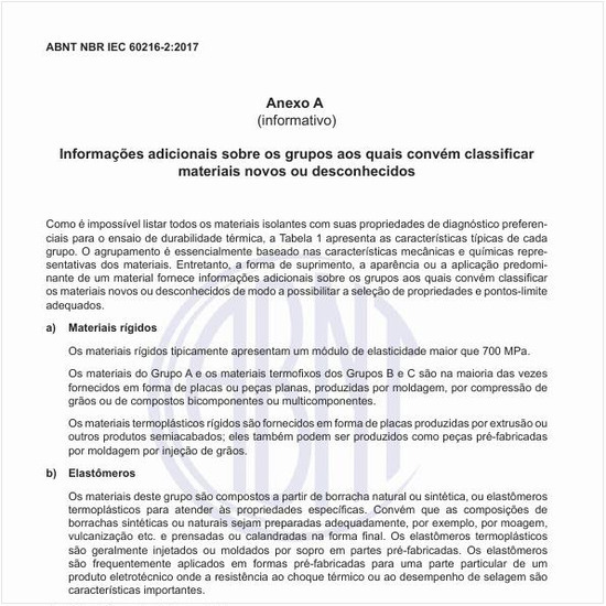 Como especificar as informações adicionais sobre os grupos aos quais convém classificar materiais novos ou desconhecidos?