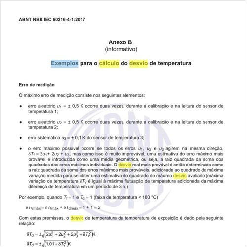 Quais os exemplos para o cálculo do desvio de temperatura?