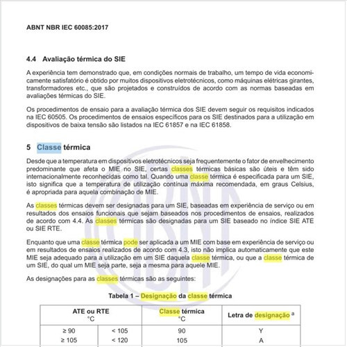 Como pode ser feita a designação da classe térmica?